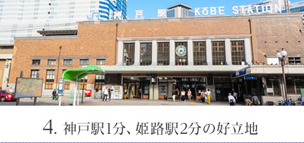 4. 神戸駅1分、姫路駅2分の好立地